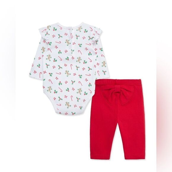 Little me Holiday Bodysuit & Pant Set+ headband - Picture 2 of 7